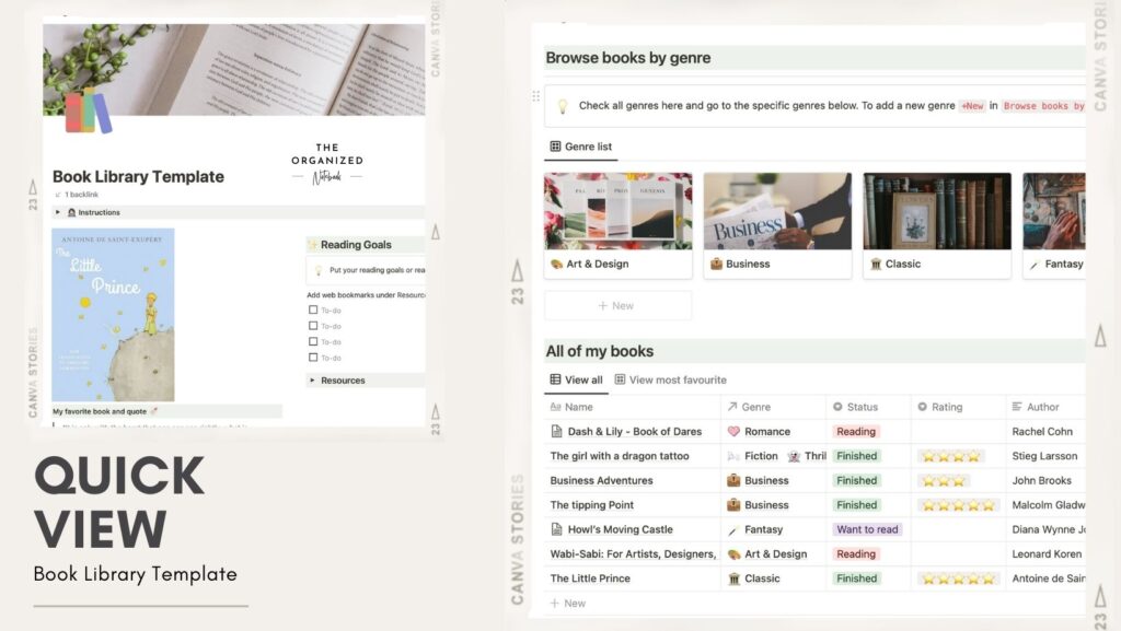 Book Library Notion Template (free download) The Organized Notebook