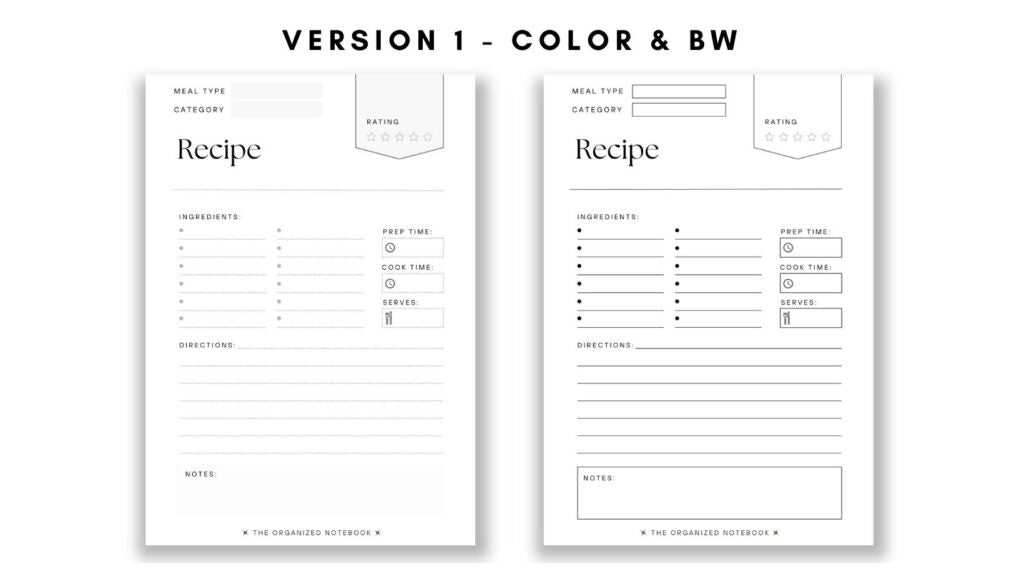 Recipe Organizer Template