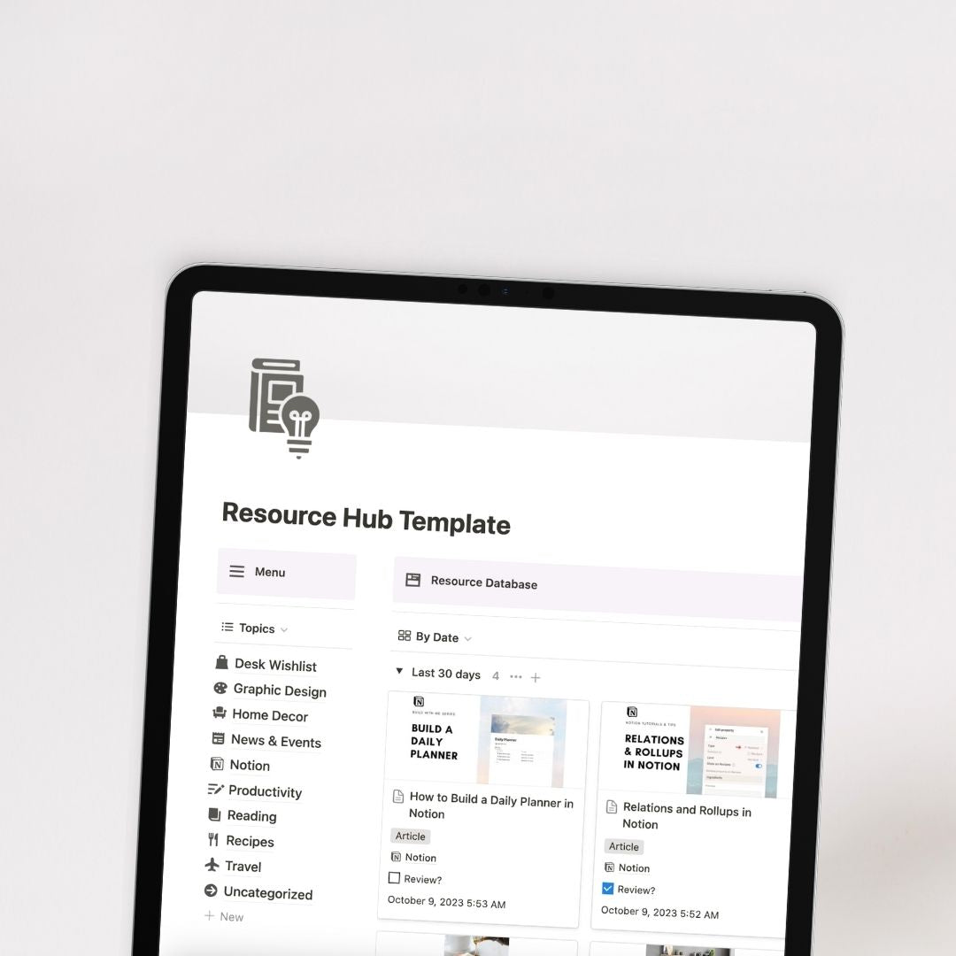 Resource Hub Notion Template - The Organized Notebook