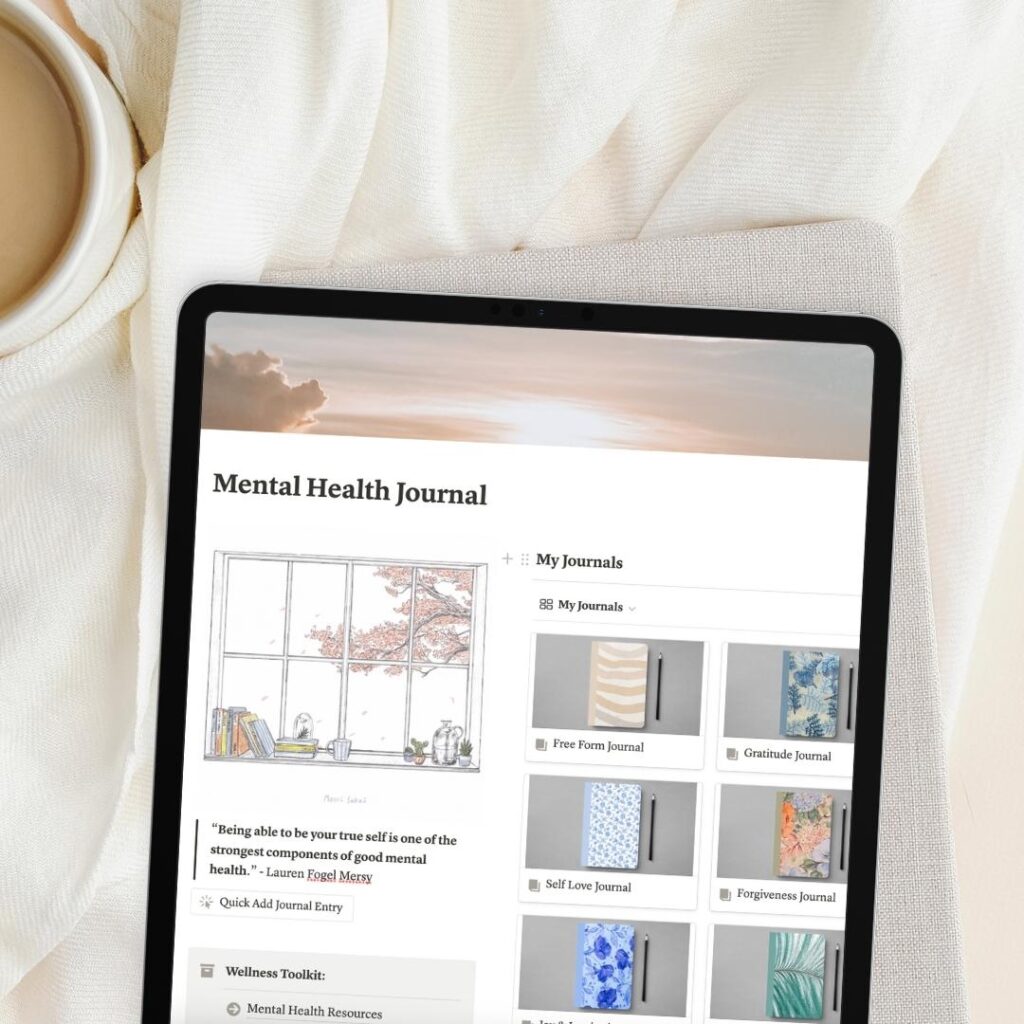 Mental Health Journal Notion Template - The Organized Notebook